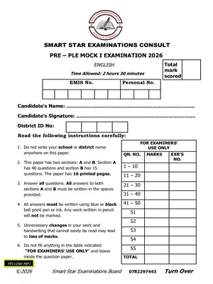 smart star p7 english pre mock set 1