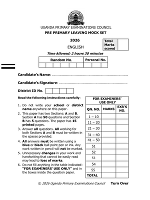 Upec Pre Mock 2026 P7 English Exam