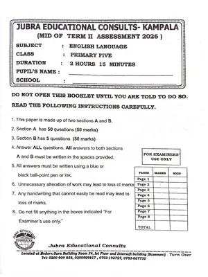 P5 English Jubra Mid Term Two 2026