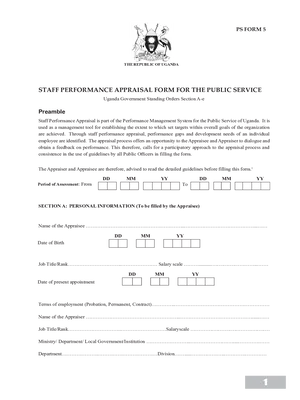 ps form 5 staff performance appraisal form for the public service