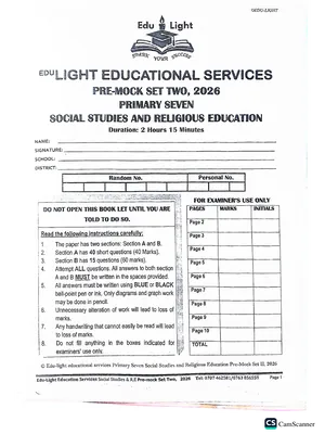 Light Education Services P7 Pre Mock Social Studies Paper