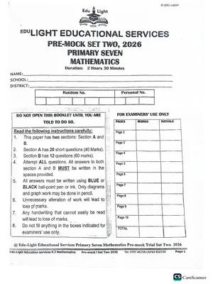 Light Education Services P7 Pre Mock Mathematics Paper
