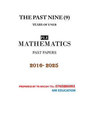 uneb ple mathematics past papers for 9 years