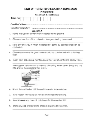 P7 SST End of Term Two 2026 Exams Full Set All Subjects