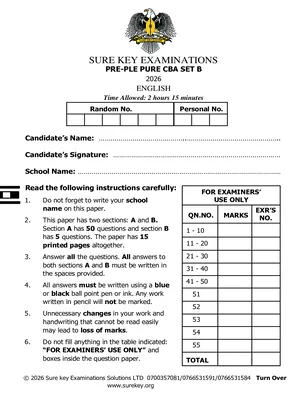 Sure Key P7 English Pre Mock Pure CBC Set B