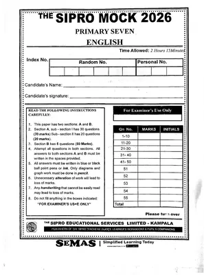 sipro p7 mock 2026 english paper