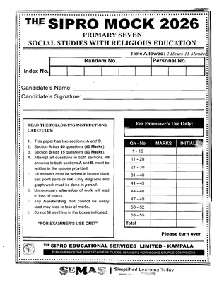 sipro p7 mock 2026 social studies (sst) and re paper