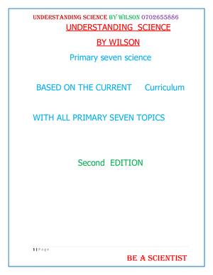 Primary Seven (P7) Understanding Science Notes by Tr. Wilson