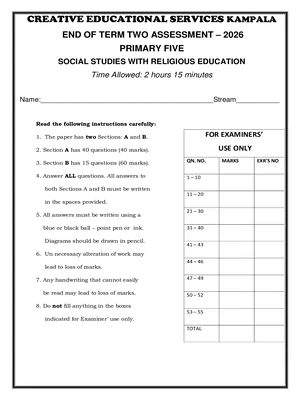 P.5 SST End of Term 2 Exams - Creative Printers