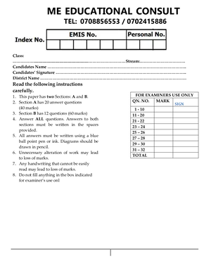 P6 Mathematics End of Term 1 Exam Me Educ Consult