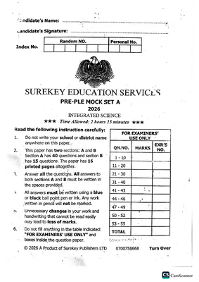 Sure Key Pre Mock 2026 Science Paper