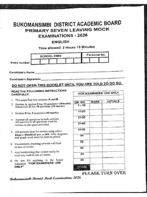 bukomansimbi district mocks 2026 english paper