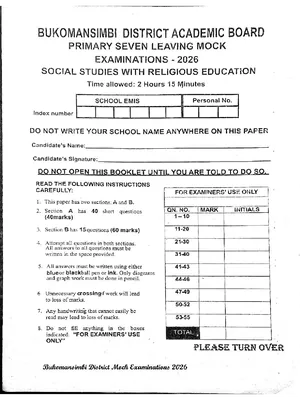 bukomansimbi district mocks 2026 social studies paper