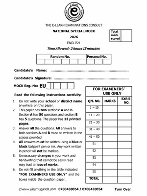 E Learn National Special Mock 2026 English Paper