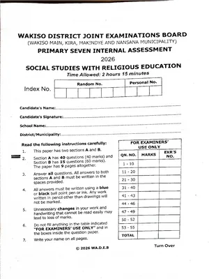 Wakiso District Joint Mock 2026 (Wadeb) SST Paper