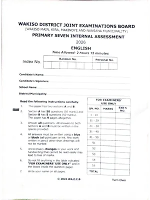 Wadeb Wakiso District Joint Mock 2026 All Subjects Full Set
