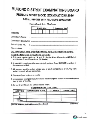 Mukono District Mocks 2026 Full Set All Subjects