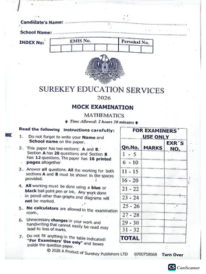 Sure Key Mock 2026 Full Set All Subjects