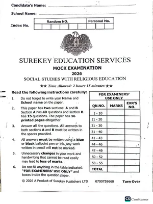 Sure Key Mocks 2026 Social Studies with Religious Education Paper