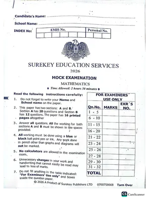 sure key mocks 2026 all subjects and marking guides with answers