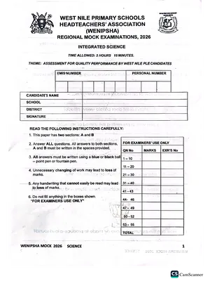 West Nile Regional Mocks 2026 Science Paper