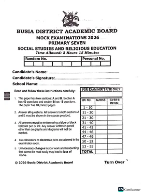 Busia Mock 2026 SST Paper