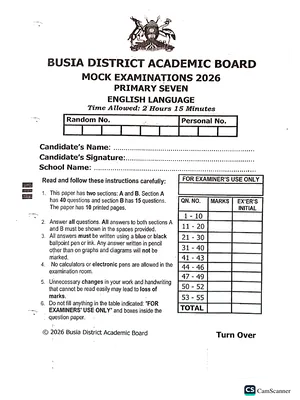Busia Mock 2026 English Paper
