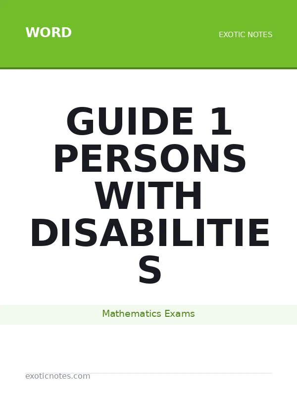Guide 1 Persons with Disabilities
