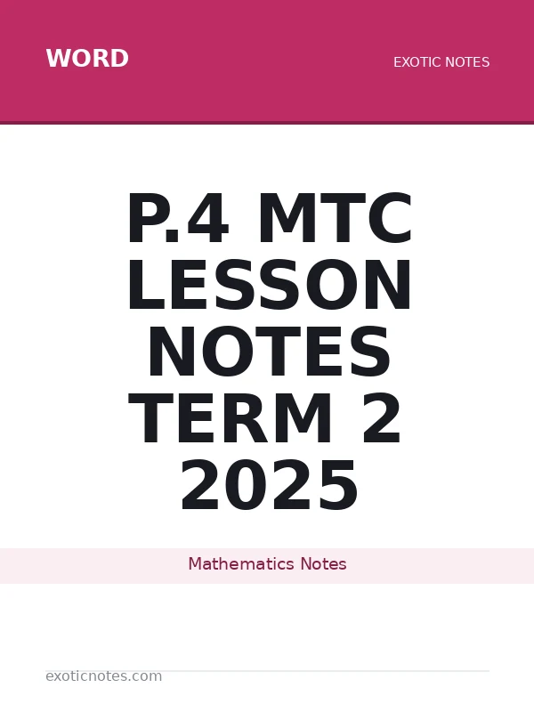 P.4 MTC Lesson Notes Term 2 2025