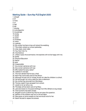 Sure Key PLE English 2020 Marking Guide