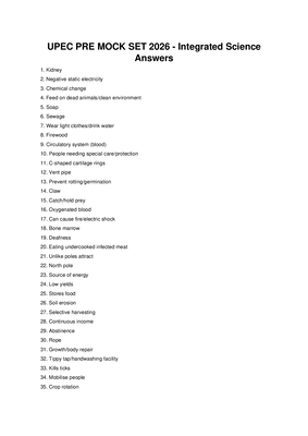 Upec Integrated Science Mock 2026 Answers