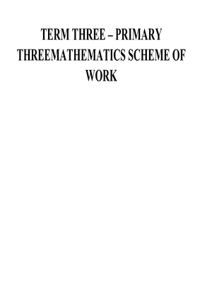 P.3 Mathematics Scheme of Work Term Iii