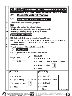 Mathematics Lesson Notes for P6 Term 3