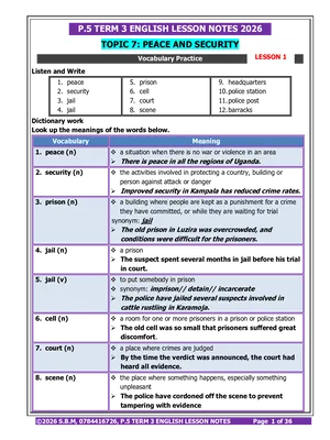 p.5 english lesson notes term 3