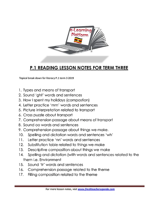 p.1 reading term iii - fresh teacher