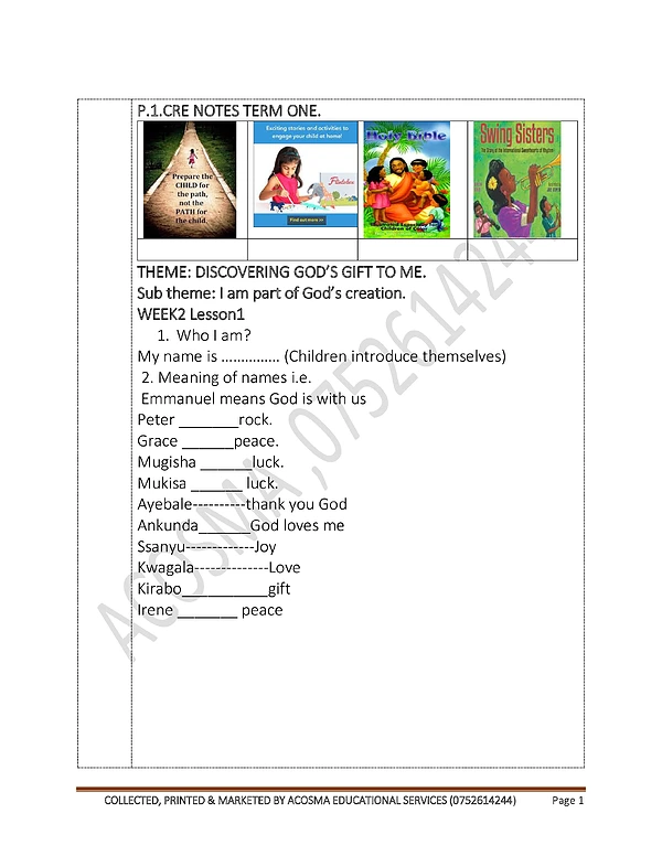 Primary One Religious Education