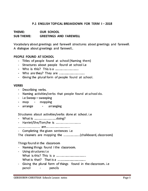 P 1 English Notes