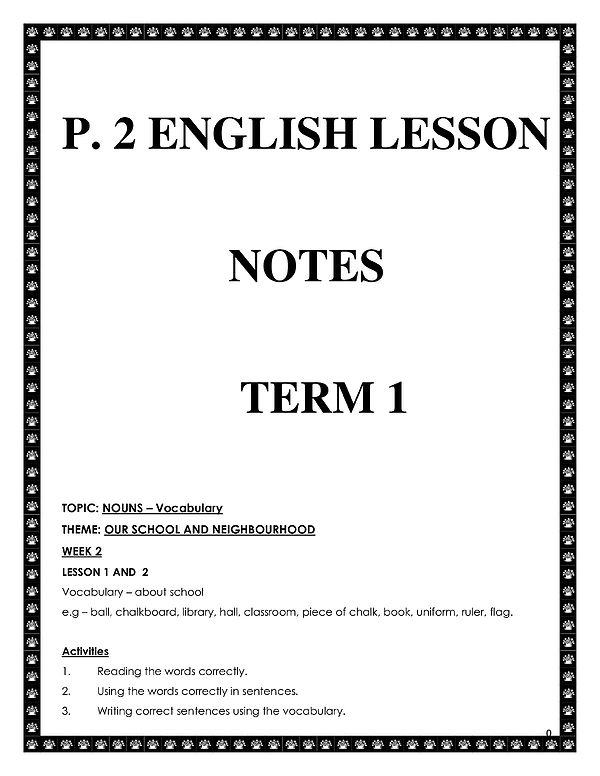 P 1 English Notes Term 1
