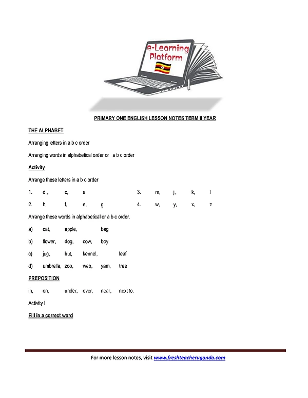 P.1 English Terms 1, 2 & 3