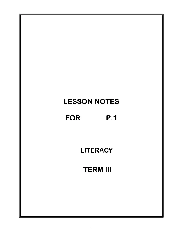 P.i Literacy Lesson Notes Term Iii