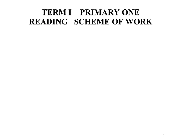 P.i Reading Scheme of Work Term I