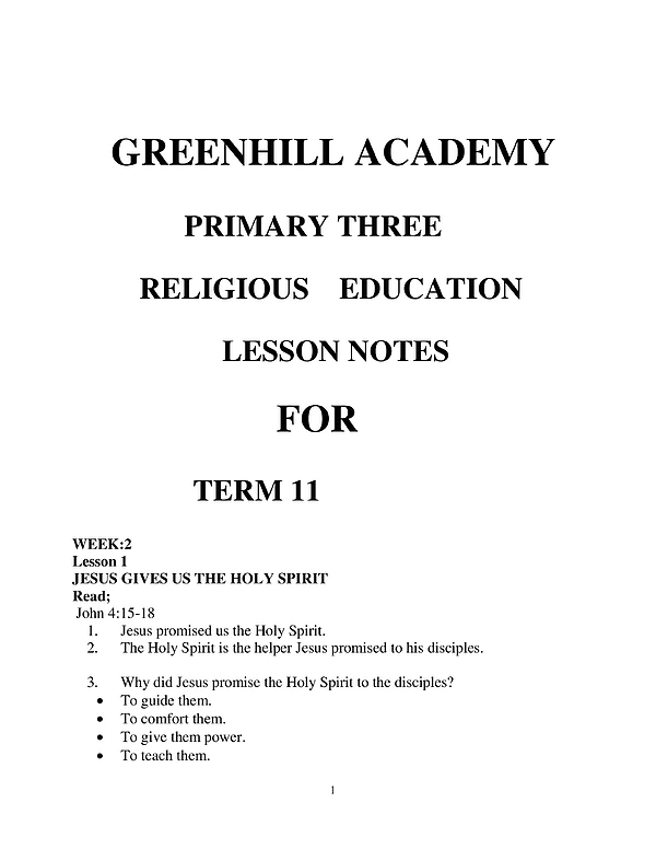 P3 Religious Education Term Ii Notes