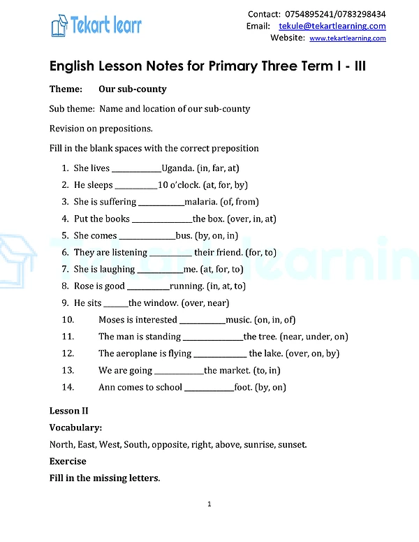 P.3 ENG Notes