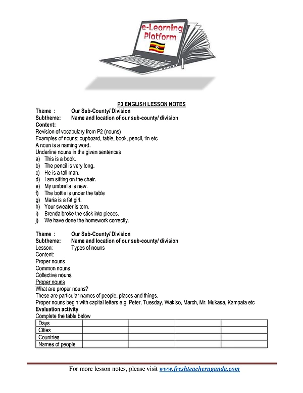 p.3 english all terms - fresh teacher