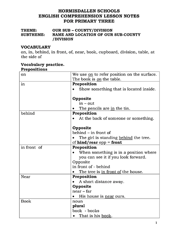 P.3 English Comprehension
