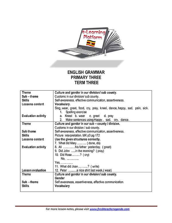 P.3 English Term Iii