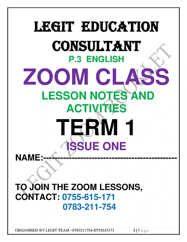 P.3 Legit English Zoom Class Notes