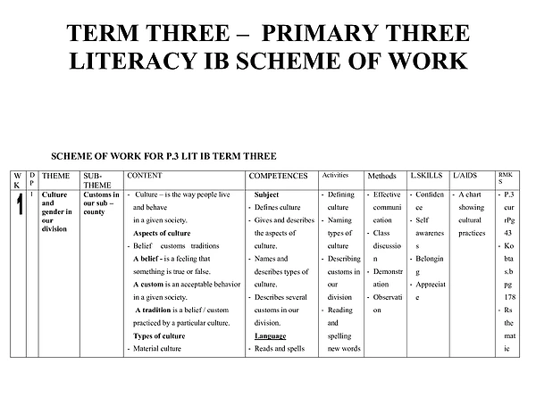 P.3 Lit Ib Scheme of Work Term Iii