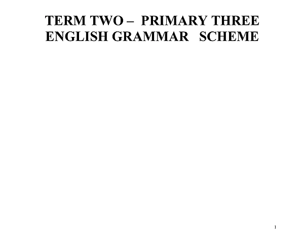 English Grammar p.3 Term 2 Schemes of Work