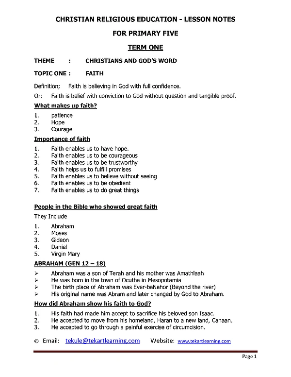 p5 cre notes - fresh teacher
